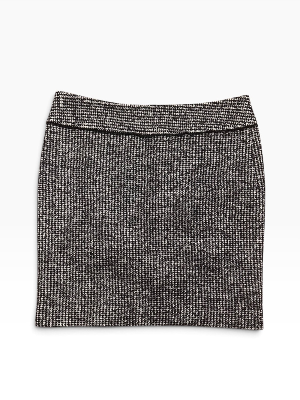Ann Taylor Black White Houndstooth Tweed Wool Mini Pencil Skirt Size 6
